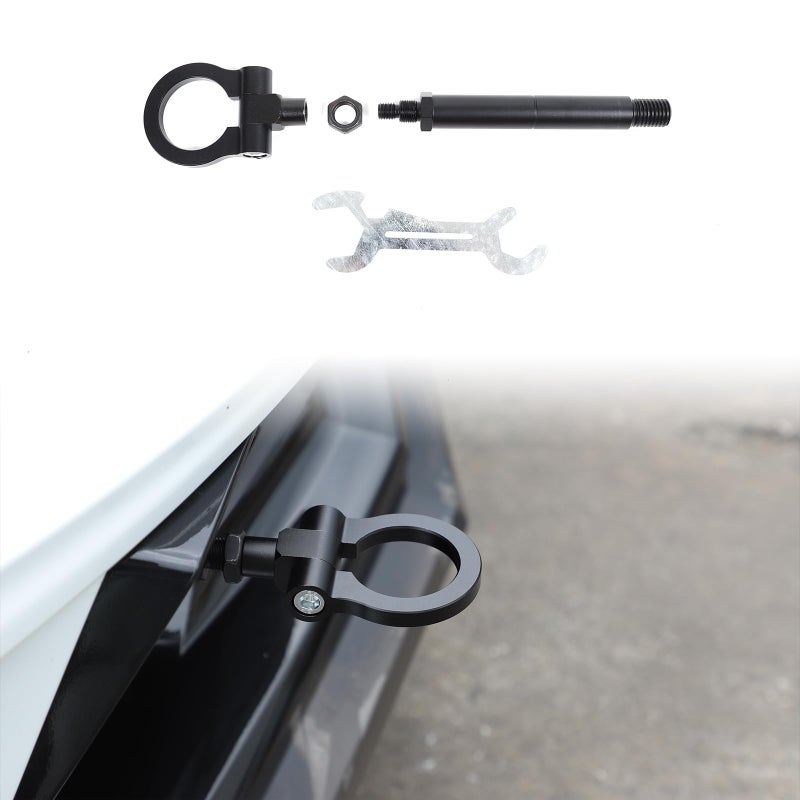 Car Front Bumper Tow Hook Compatible with Chevrolet Corvette C8 20202024 Racing Style Front Bumper Trailer Ring Towing Tow Hook Screw Trailer Hitch Accessories Black